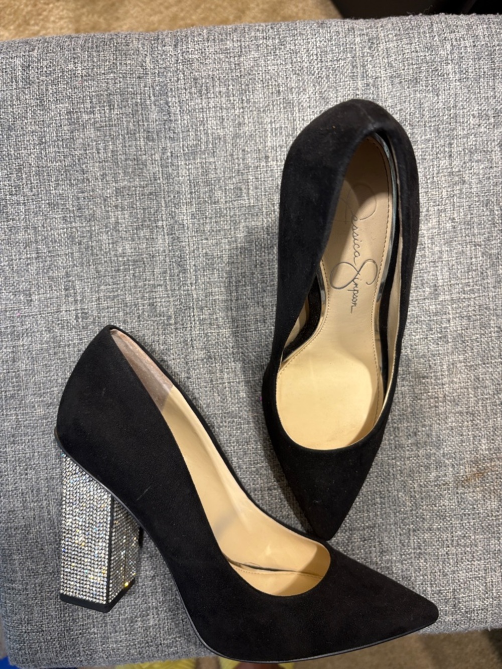 Jessica Simpson Welles Pumps with Rhinestone Block Heel